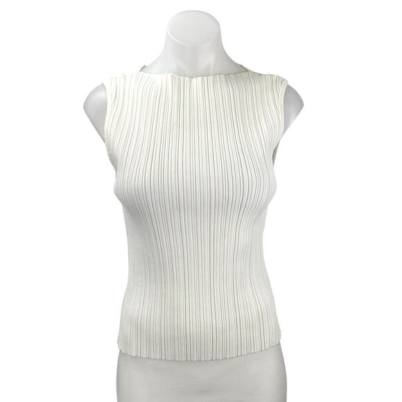 DISSH Tops - DISSH Women's White Sleeveless Ribbed Knit Boat Neck Cropped Tank Top Size XL